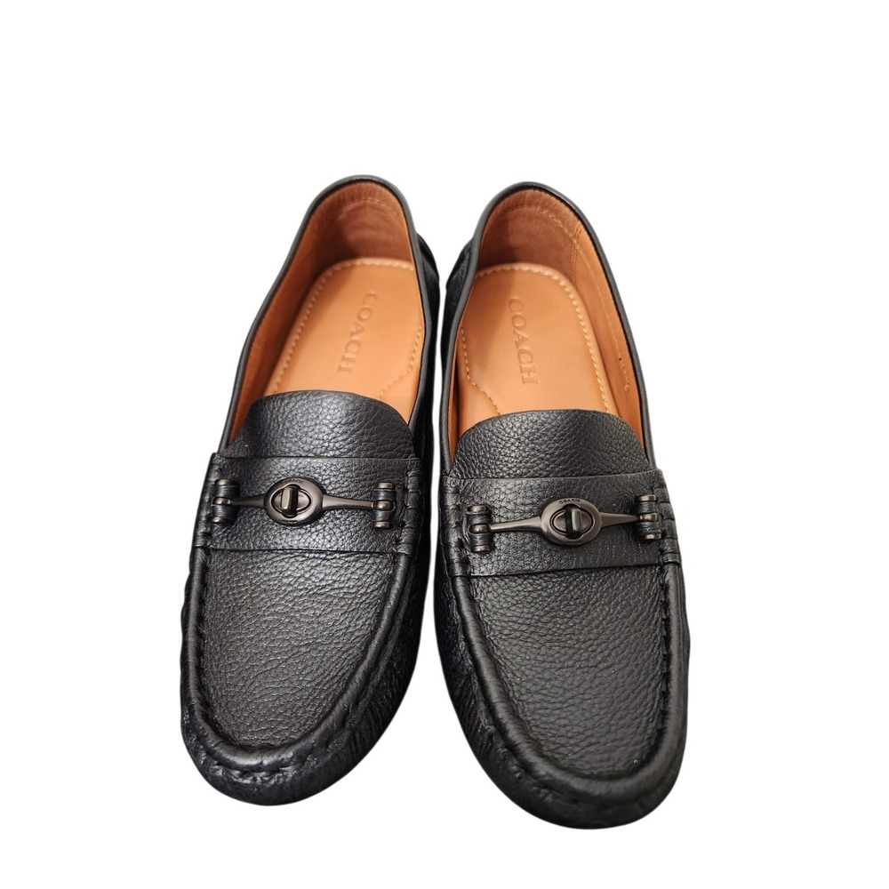 Coach Women's Crosby Turnlock Driver Black Leather Loafers Size 6.5 B
